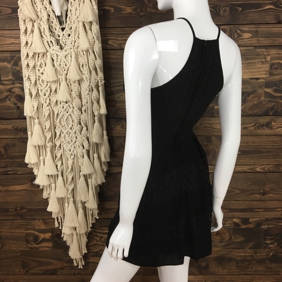 B Darlin | Crochet Lace Halter Dress Black - Picture 4 of 6